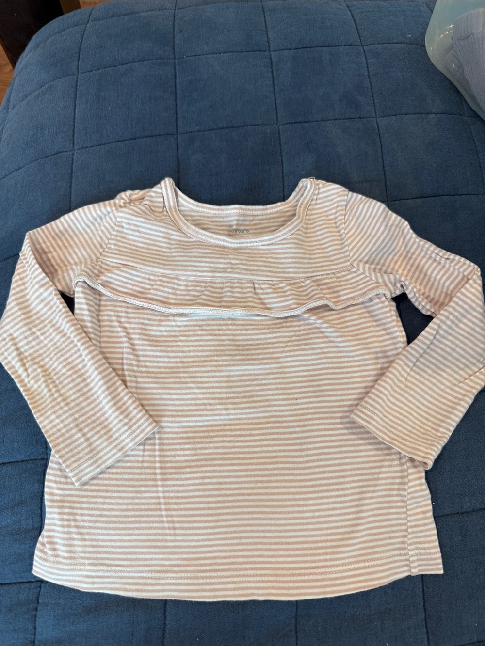 Carter's Pink and White Striped Long-Sleeve Ruffle Top